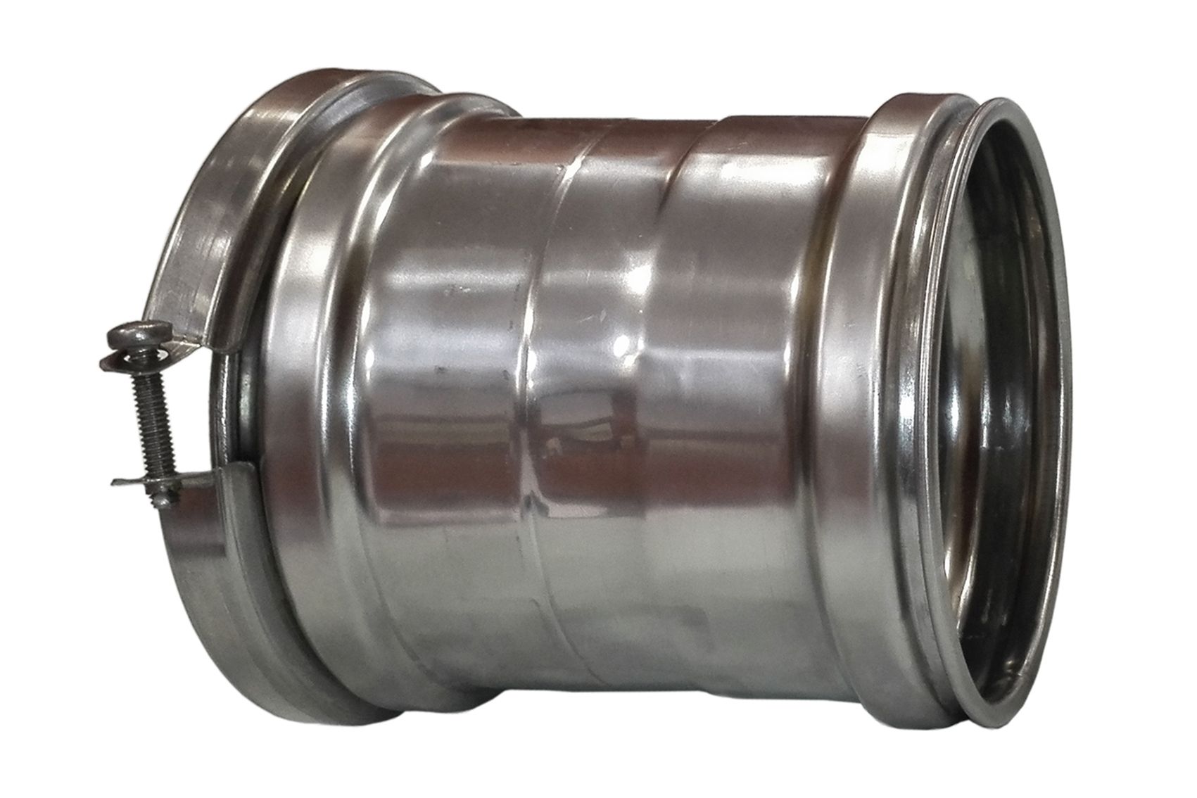 Adaptador con abrazadera para tubos hembra con hembra inoxidable AISI-316 Simple pared diametro 100 mm